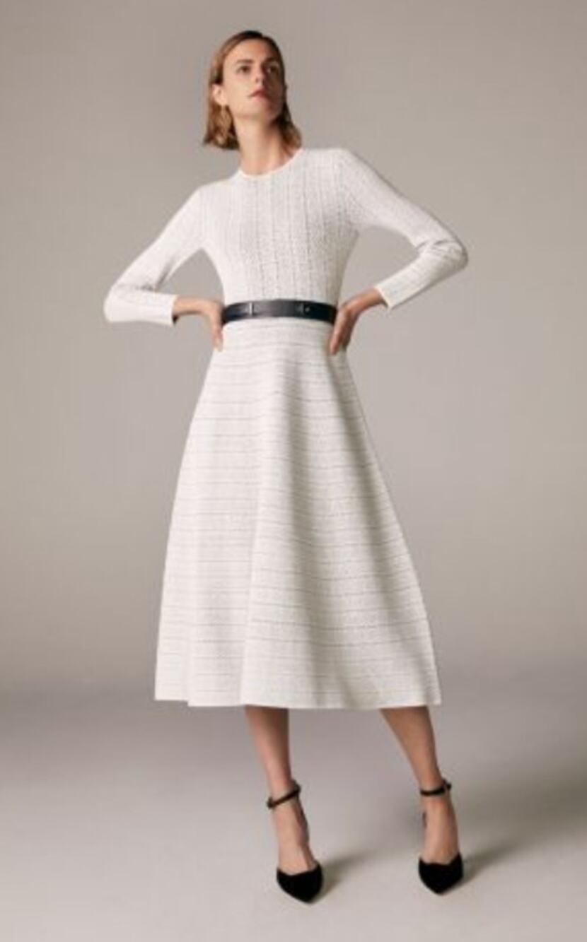 The Fold Knitted Rennes Dress Ivory and Navy Knitted Jacquard Womens Medium